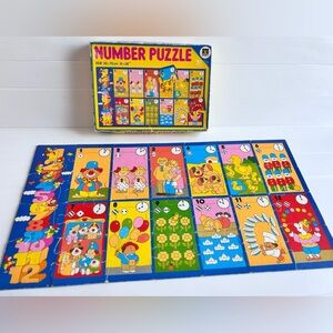 Vintage Diset Number Puzzle 28 Pieces Educational Counting Game 3-7
